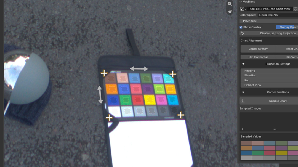 Placeholder for a ColorChecker aligned in the lat-long projection view
